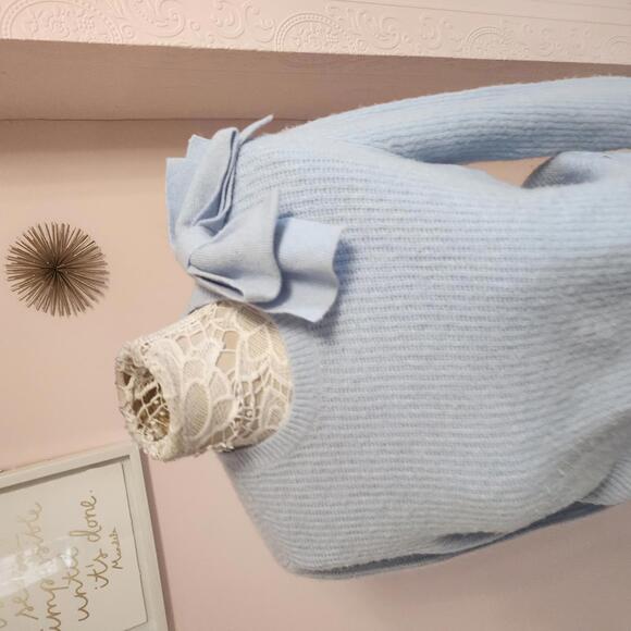 Flawless Ted Baker Baby Blue sweater with bow 3 8 Medium - Picture 5 of 7